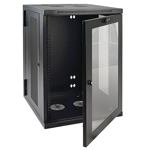 Tripp Lite 18U Wall Mount Rack Enclosure Server Cabinet with Acrylic Glass Window, Hinged, 20.5 Deep, Switch-Depth, Black