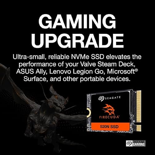 Seagate FireCuda 520N SSD 2TB SSD - M.2 2230-S2, PCIe Gen4 ×4 NVMe 1.4, speeds up to 5000MB/s, Compatible with Steam Deck, Microsoft® Surface, Laptop, with Rescue Services (ZP2048GV3A002) 2TB 520N