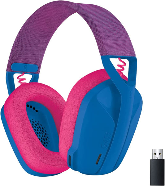 Logitech G435 LIGHTSPEED and Bluetooth Wireless Gaming Headset - Lightweight over-ear headphones, built-in mics, 18h battery, compatible with Dolby Atmos, PC, PS4, PS5, Nintendo Switch, Mobile - Blue Blue Headset Only