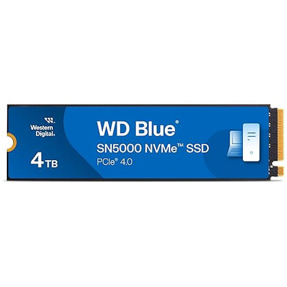Western Digital 4TB WD Blue SN5000 NVMe Internal Solid State Drive SSD - PCIe Gen 4.0, M.2 2280, Up to 5,500 MB/s - WDS400T4B0E