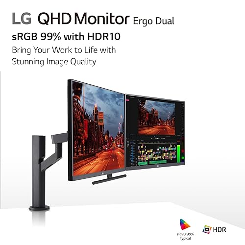 LG 27QP88D-BS 27 Inch Dual Ergo Monitor with QHD IPS 5ms 75Hz Display with USB Type C and Dasiy Chain, AMD Freesync, Black ?27QP88D-BS