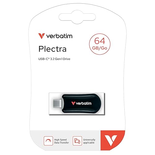Verbatim Plectra USB-C Flash Drive Black 64GB, W129015935 (Black 64GB)