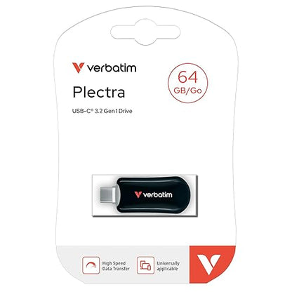 Verbatim Plectra USB-C Flash Drive Black 64GB, W129015935 (Black 64GB)
