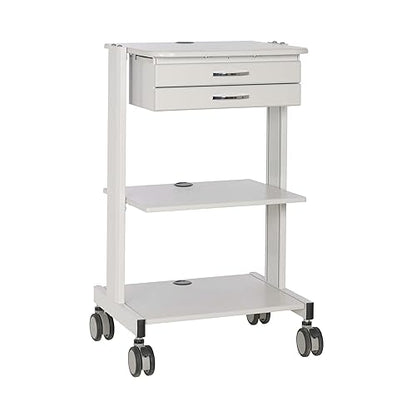 Tripp Lite Mobile Standing Desk, Small Rolling Laptop Cart Workstation Workspace, 2 Adjustable Shelf & 2 Metal Storage Drawers, TAA Compliant, Home Office & School, 5-Year Warranty (WWSS2DWSTAA)