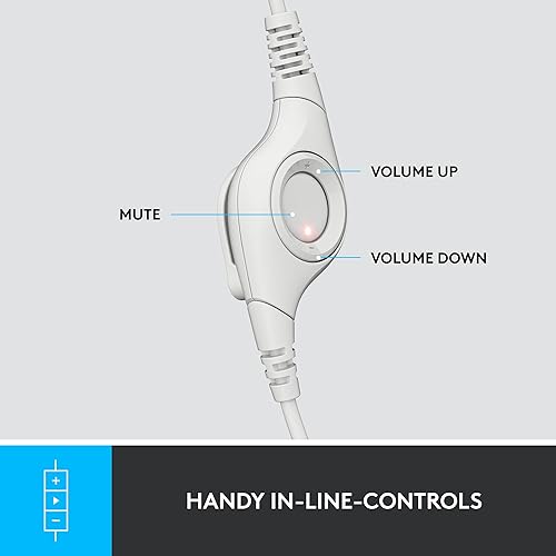 Logitech H390 Wired Headset for PC/Laptop, Stereo Headphones with Noise Cancelling Microphone, USB-A, in-Line Controls, Works with Chromebook - Off White