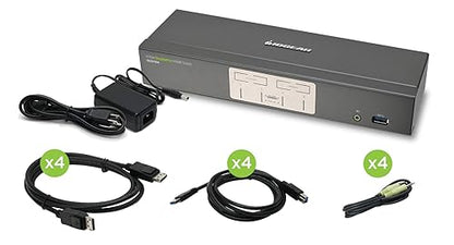 IOGEAR 4-Port Dual View Dual-Link DVI KVMP Switch with Audio and Full Set of Cables (GCS1644 TAA Compliant) 4-Port with Cables