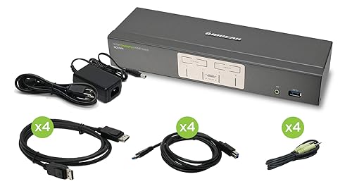 IOGEAR 4-Port Dual View Dual-Link DVI KVMP Switch with Audio and Full Set of Cables (GCS1644 TAA Compliant) 4-Port with Cables