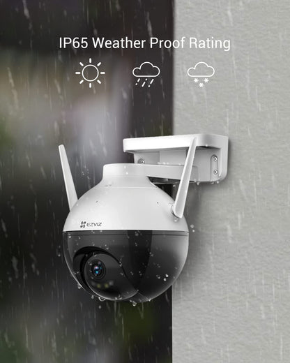 EZVIZ Security Camera Outdoor, 4MP WiFi Camera Pan/Tilt, 360° Visual Coverage, IP65 Waterproof, Color Night Vision, AI-Powered Person Detection, Two-Way Talk, Support MicroSD Card up to 256GB | C8W C8W-4MP Color Night Vision