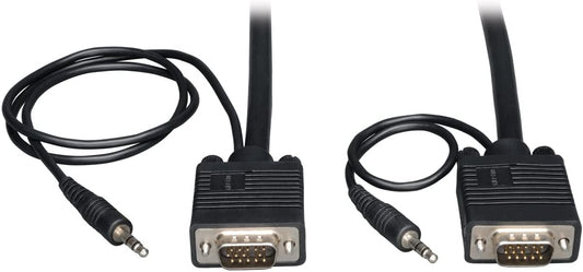 Tripp Lite VGA Coax Monitor Cable with audio, High Resolution cable with RGB coax (HD15 and 3.5mm M/M) 25-ft.(P504-025) 25 feet