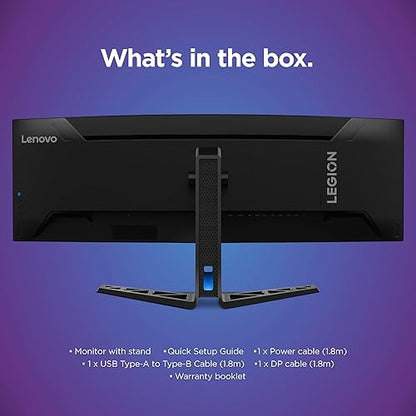 Lenovo Legion R45w-30 Gaming Monitor, 44.5” 32:9 Curved Display, 5120x1440 Resolution, 165Hz/170Hz Refresh, 1ms MPRT, AMD FreeSync Premium Pro, Adjustable Stand, 450 nits Brightness, Black