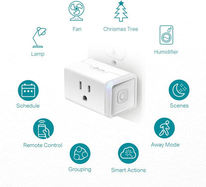 Kasa Smart Plug HS103P2, Smart Home Wi-Fi Outlet Works with Alexa, Echo, Google Home &amp; IFTTT, No Hub Required, Remote Control,15 Amp,UL Certified, 2-Pack White Mini Plug 2-Pack