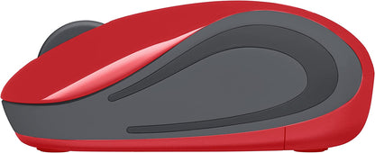 Logitech Wireless Mini Mouse M187 Ultra Portable, 1000 DPI Optical Tracking, 3-Buttons, PC/Mac/Laptop - Red