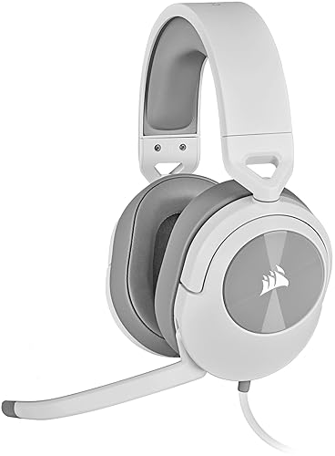 Corsair HS55 Stereo Gaming Headset (Leatherette Memory Foam Ear Pads, Easy-Access On-Ear Volume Control, Lightweight, Omni-Directional Microphone, Multi-Platform Compatibility) White HS55 Stereo White