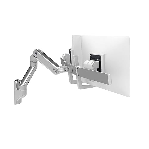 Ergotron – HX Dual Monitor Arm, VESA Wall Mount – for 2 Monitors Up to 32 Inches, 5 to 17.5 lbs Each – Polished Aluminum