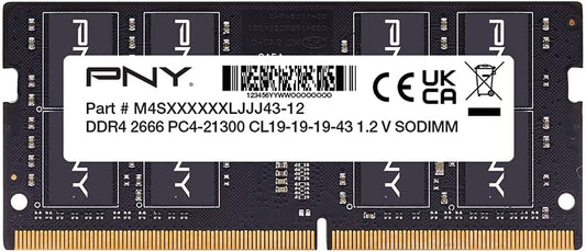 PNY Performance 32GB DDR4 DRAM 2666MHz (PC4-21300) CL19 (Compatible with 2400MHz or 2133MHz) 1.2V Notebook/Laptop (SODIMM) Computer Memory RAM – MN32GSD42666 32GB 2666MHz