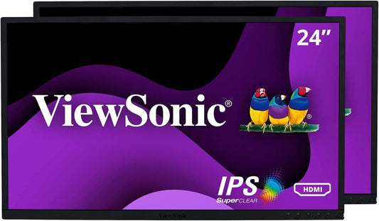 ViewSonic VG2448_H2 24 Inch Dual Pack Head-Only IPS 1080p Monitors with HDMI DisplayPort USB for Home and Office, Black 24-Inch Dual Pack