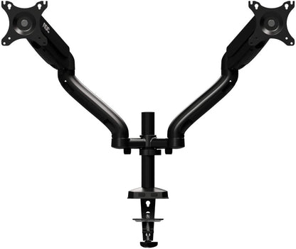 AOC AD110D0 - Dual Computer Monitor Arm Mount, Gas Struts Supporting up to 19.4 lbs and up to 27" on Each arm. Grommet and C-clamp mounts Included. Easy Swivel, tilt, Rotate for Ergonomic Setup.
