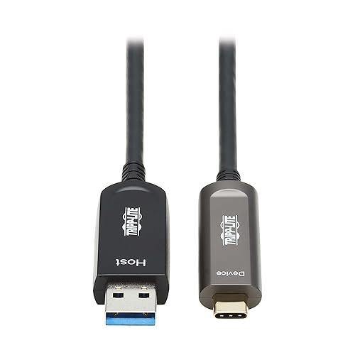 Tripp Lite Long Distance USB-A to USB-C Cable, 49 Feet / 15 Meters, 10 Gbps Data, Does Not Charge, Fiber Active Cable, Backward Compatible USB 3.2 Gen 2, Male-to-Male, 3-Year Warranty (U428F-15M-D321)