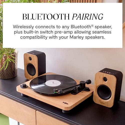 House of Marley Stir It Up Lux Wireless Turntable: Vinyl Record Player with Wireless Bluetooth Connectivity, Built-in Pre-Amp, and Sustainable Materials
