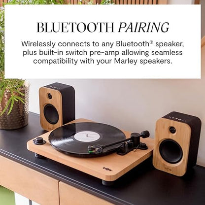 House of Marley Stir It Up Lux Wireless Turntable: Vinyl Record Player with Wireless Bluetooth Connectivity, Built-in Pre-Amp, and Sustainable Materials