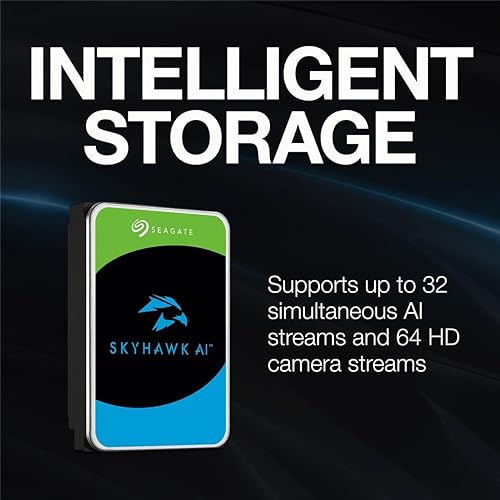 Seagate Skyhawk AI 24TB Video Internal Hard Drive HDD – 3.5 Inch SATA 6Gb/s 512MB Cache for DVR NVR Security Camera System with in-House Rescue Services (ST24000VE002) 24TB Surveillance AI