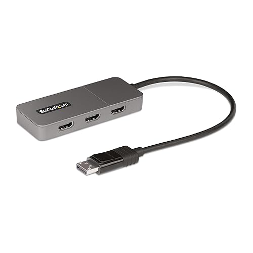StarTech.com 3-Port MST Hub - DisplayPort to 3X HDMI, Triple 4K 60Hz Monitors, DP 1.4 Multi-Monitor Video Adapter, 1ft (30cm) Built-in Cable, USB Powered, Windows Only (MST14DP123HD) DP 1.4 to 3 x HDMI