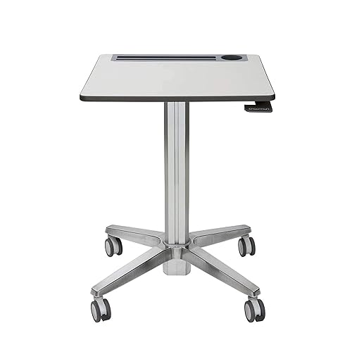 Ergotron – LearnFit Mobile Standing Desk, Adjustable Height Small Rolling Laptop Computer Sit Stand Desk with Wheels for Classroom, Office, Medical or Home Use – Adjusts from 29 to 45 Inches – Grey Short, 29-45 worksurface Grey