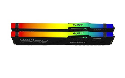 Kingston Fury Beast RGB 32GB 5600MT/s DDR5 CL40 DIMM Desktop Memory (Kit of 2) | Intel XMP 3.0 | Infrared Sync Technology | Overclocking Stability | KF556C40BBAK2-32