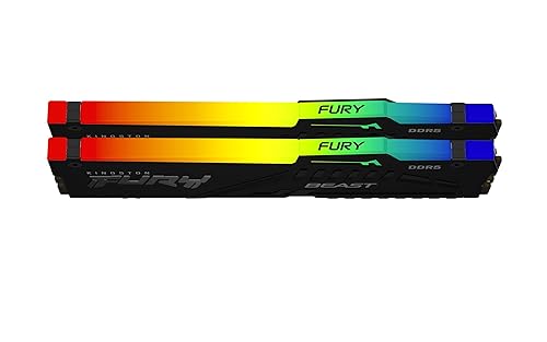Kingston Fury Beast RGB 128GB (2x64GB) 5600MT/s DDR5 CL36 Desktop Memory | AMD Expo | Plug N Play | Kit of 2 | KF556C36BBEAK2-128