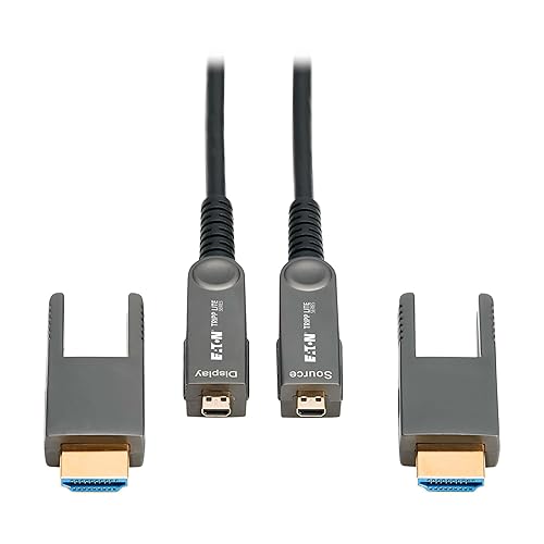 Tripp Lite Long Distance 8K HDMI Fiber Active Optical Cable (AOC), 98 Feet / 30 Meters, Detachable Connectors for Micro-HDMI, UHD 8K@60Hz, HDR, HDCP 2.3, Black (P568FMM-30M-8K6)
