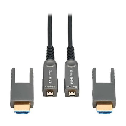 Tripp Lite Long Distance 8K HDMI Fiber Active Optical Cable (AOC), 98 Feet / 30 Meters, Detachable Connectors for Micro-HDMI, UHD 8K@60Hz, HDR, HDCP 2.3, Black (P568FMM-30M-8K6)