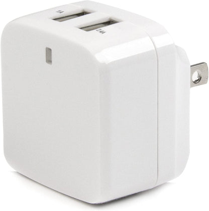 StarTech.com Travel USB Wall Charger - 2 Port - White - Universal Travel Adapter - International Power Adapter - USB Charger (USB2PACWH) White 2 ports