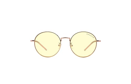 GUNNAR - Premium Gaming & Computer Blue Light Blocking Glasses for Men & Women - Digital Eye Strain Protection - Ellipse Rose Gold and Gold Amber Lens