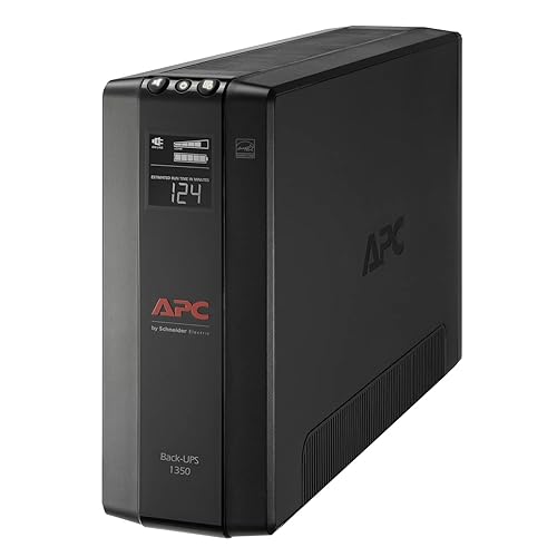APC UPS 1350VA UPS Battery Backup and Surge Protector, BX1350M Backup Battery Power Supply, AVR, Dataline Protection 1350VA Battery Backup