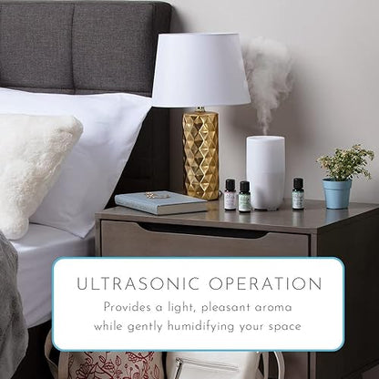 Ellia Soothe Ultrasonic Essential Oil Aromatherapy Diffuser | 6.5hrs Continuous & 13hrs Intermittent Runtime, Gentle Color-Changing Glow (ARM-310WT), White One Size White
