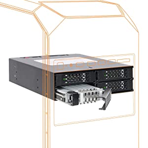 ICY DOCK Full Metal 4 x 2.5 SAS/SATA HDD/SSD Mobile Rack Enclosure for 5.25" Bay (with Fan Control) | ToughArmor MB994SP-4SB-1