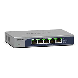 NETGEAR 5-Port Multi-Gigabit Ethernet Unmanaged Network Switch (MS105) - with 5 x 1G/2.5G, Desktop or Wall Mount, and Limited Lifetime Protection 5 Port, 2.5 Gigabit