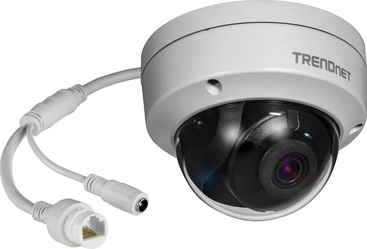 TRENDnet Indoor Outdoor 8MP 4K H.265 120dB WDR PoE Dome Network Camera, IP67 Weather Rated Housing, SmartCovert IR Night Vision Up To 30m (98 ft.), MicroSD Card Slot, White, TV-IP1319PI