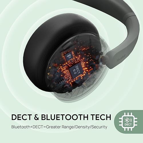 Yealink WH64 Hybrid DECT& Bluetooth Wireless Headset, 492ft Range Mono UC Zoom Headphones with DECT Dongle, 3X Mic, 26H Talk Time, Office Work Portable Single On Ear Headsets for PC,Cellphone,Laptop WH64 Hy-Mono UC( DECT Dongle)