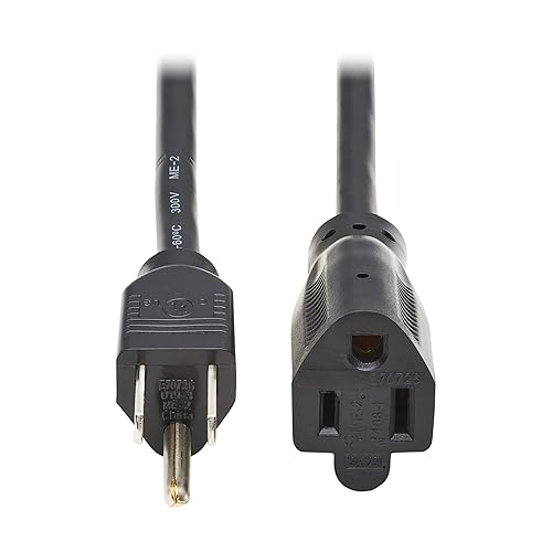Tripp Lite Standard Power Extension Cord, 1 Foot / 0.3 Meters, 13 Amps 120V, 16 AWG, NEMA 5-15P to 5-15R Plugs, UL Listed, Manufacturer's Warranty (P022-001-13A)