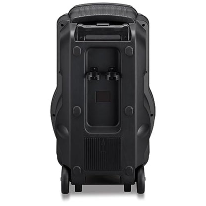 iLive The Show Bluetooth Wireless Party Speaker System, Truly Wireless Stereo, Aux In USB Port, MicroSD Slot, Microphone Input, Color Changing LED Lights, Retractable Pull Handle, Roller Wheels, Black