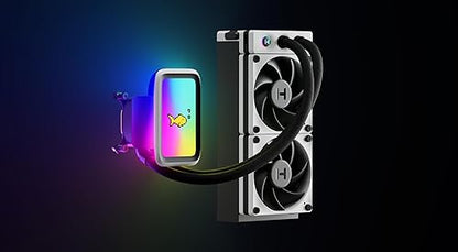 HYTE Thicc Q60-240mm AIO CPU Liquid Cooler with 5 Ultraslim IPS Display - Powered by Nexus Link - White/Black