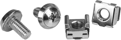 StarTech.com Rack Screws 20 Pack Installation Tool 12 mm M6 Screws M6 Nuts Cabinet Mounting Screws and Cage Nuts (CABSCRWM620) 20x M6 Silver Cage Nuts and Mounting Screws