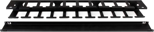 StarTech 1U Horizontal Finger Duct Rack Cable Management Panel with Cover CMDUCT1UX, Black 1U Finger Duct