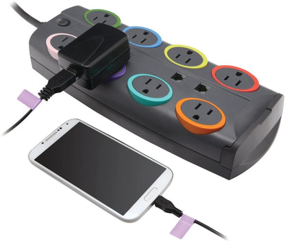Kensington SmartSockets 8-Outlet, 8-Foot Cord, &amp; 3090 Joules Premium Surge Protector (K62691NA) Premium (3090 Joules)