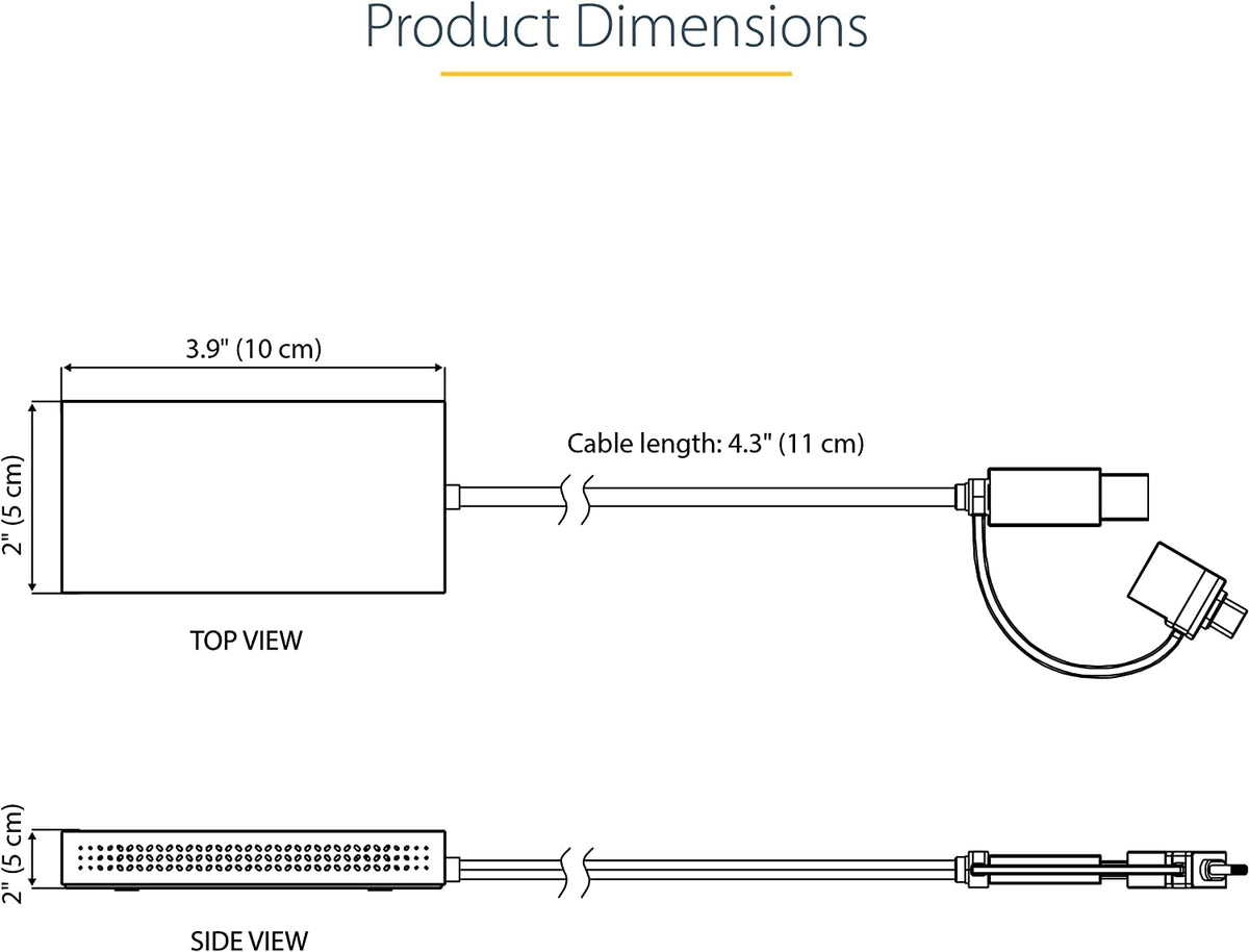 StarTech.com USB to Dual HDMI Adapter, USB A/C to 2x HDMI Displays (1x 4K30Hz, 1x 1080p), Integrated USB-A to C Dongle, 4in/11cm Cable, USB 3.0 to HDMI Display Adapter, Windows &amp; macOS (107B-USB-HDMI) 2x HDMI | USB 3.0 | Mac &amp; Windows OS