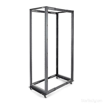 StarTech.com 42U 19 Open Frame Server Rack - 4 Post Adjustable Depth 22-40 Mobile - Free Standing Rolling Network/Computer Equipment Data Rack- Dell PowerEdge HP ProLiant ThinkServer (4POSTRACK42) 42U Rack