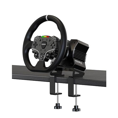 MOZA R5 All-in-One PC Gaming Racing Simulator 3PCS Bundle: 5.5Nm Direct Drive Wheel Base, 11-inch Racing Wheel, Anti-Slip Pedals and a Desk Clamp, Cloud-Based App Control