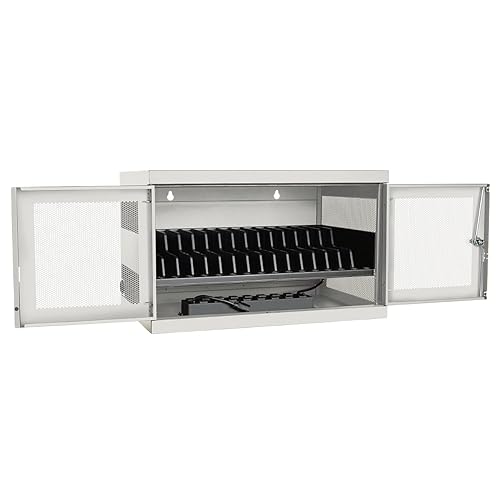Tripp Lite 16-Port AC Charging Storage Station Cabinet for Chromebook and Laptop, 17-Inch Depth, Wall Mount and Cart Option, White (CSC16ACW)