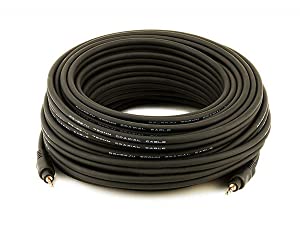 Monoprice 105583 50-Feet Premium Stereo Male to Stereo Male 22AWG Audio Cable - Black (2 Pack)